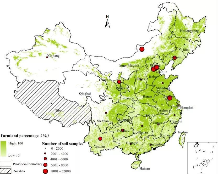 中国耕地分布(2014)