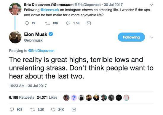 马斯克一年前在推特回答粉丝的提问