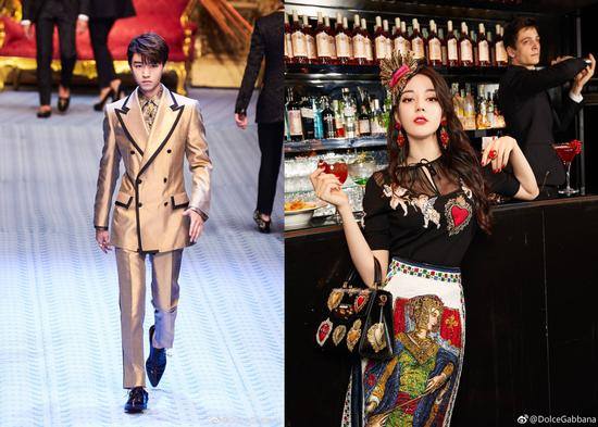 图为迪丽热巴与王俊凯曾被任命为为D&G代言人