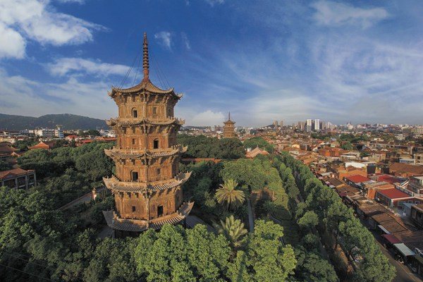 stone pagodas at kaiyuan temple in quanzhou of fujian province